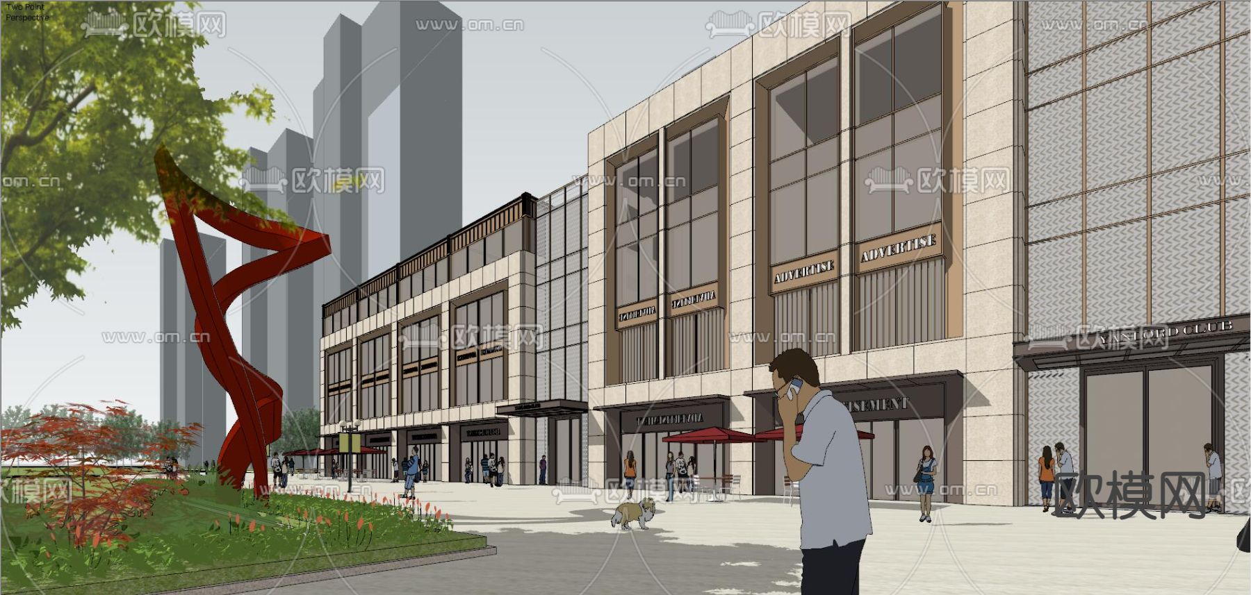 现代社区商业su模型下载（渲染图5）