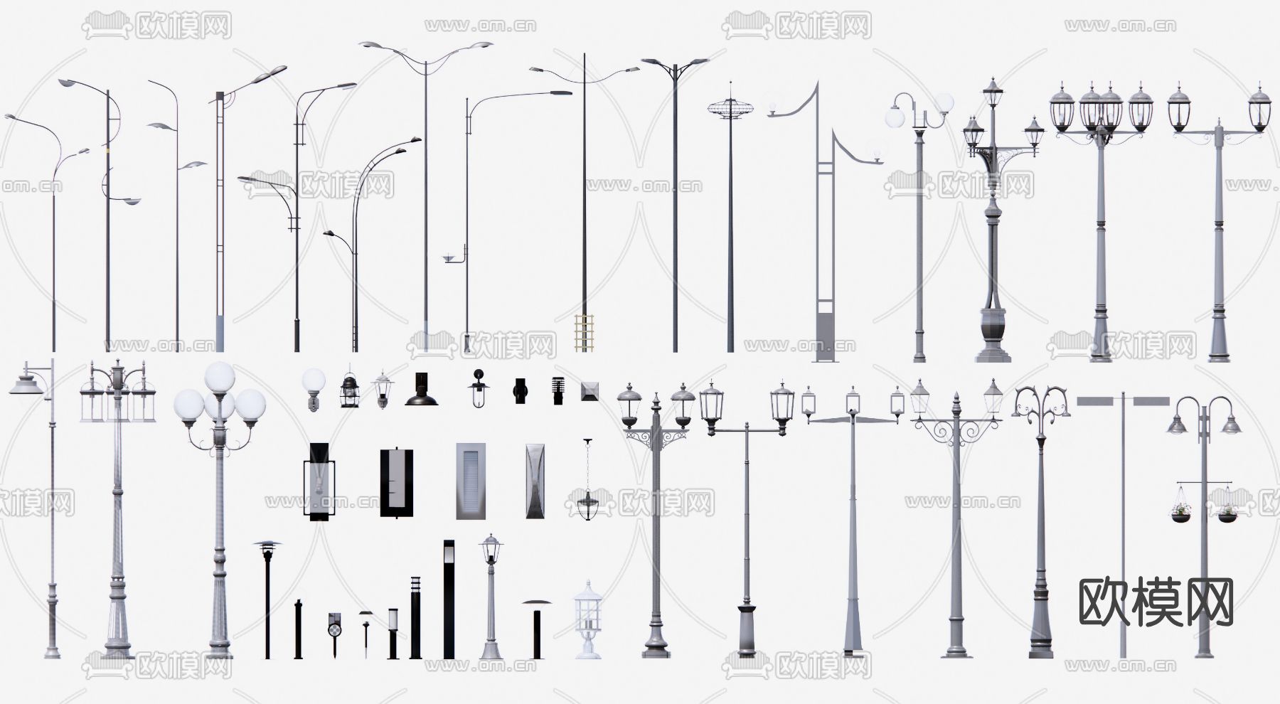 现代路灯景观灯su模型下载（渲染图1）