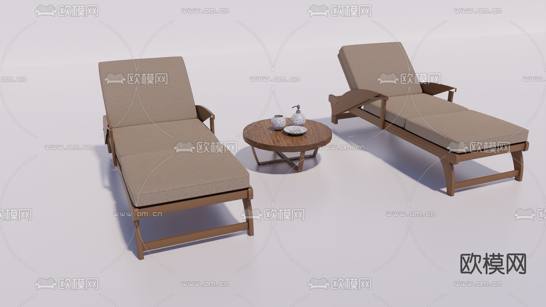现代沙摊躺椅su模型下载（渲染图1）