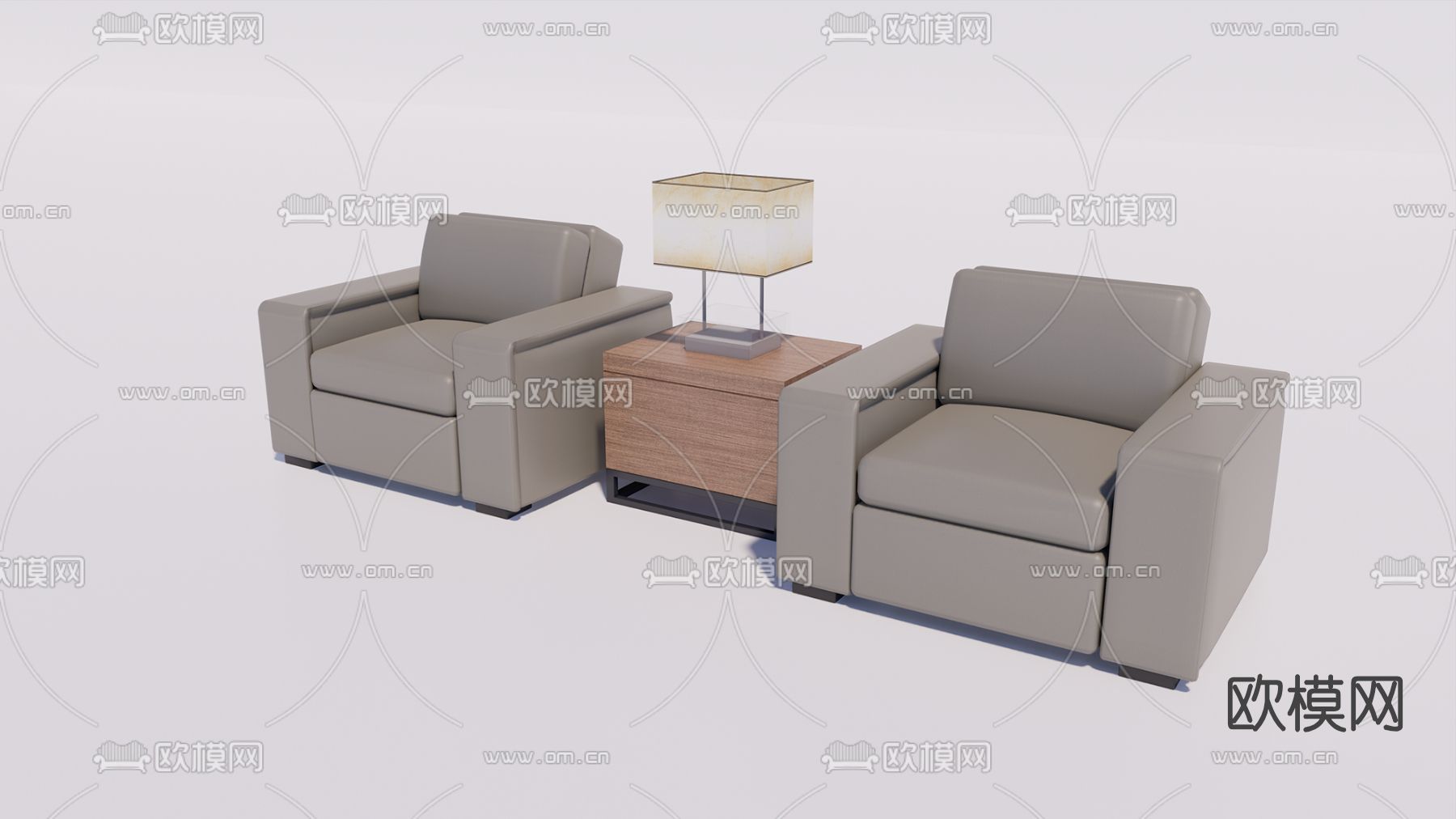 现代布艺办公沙发su模型下载（渲染图1）