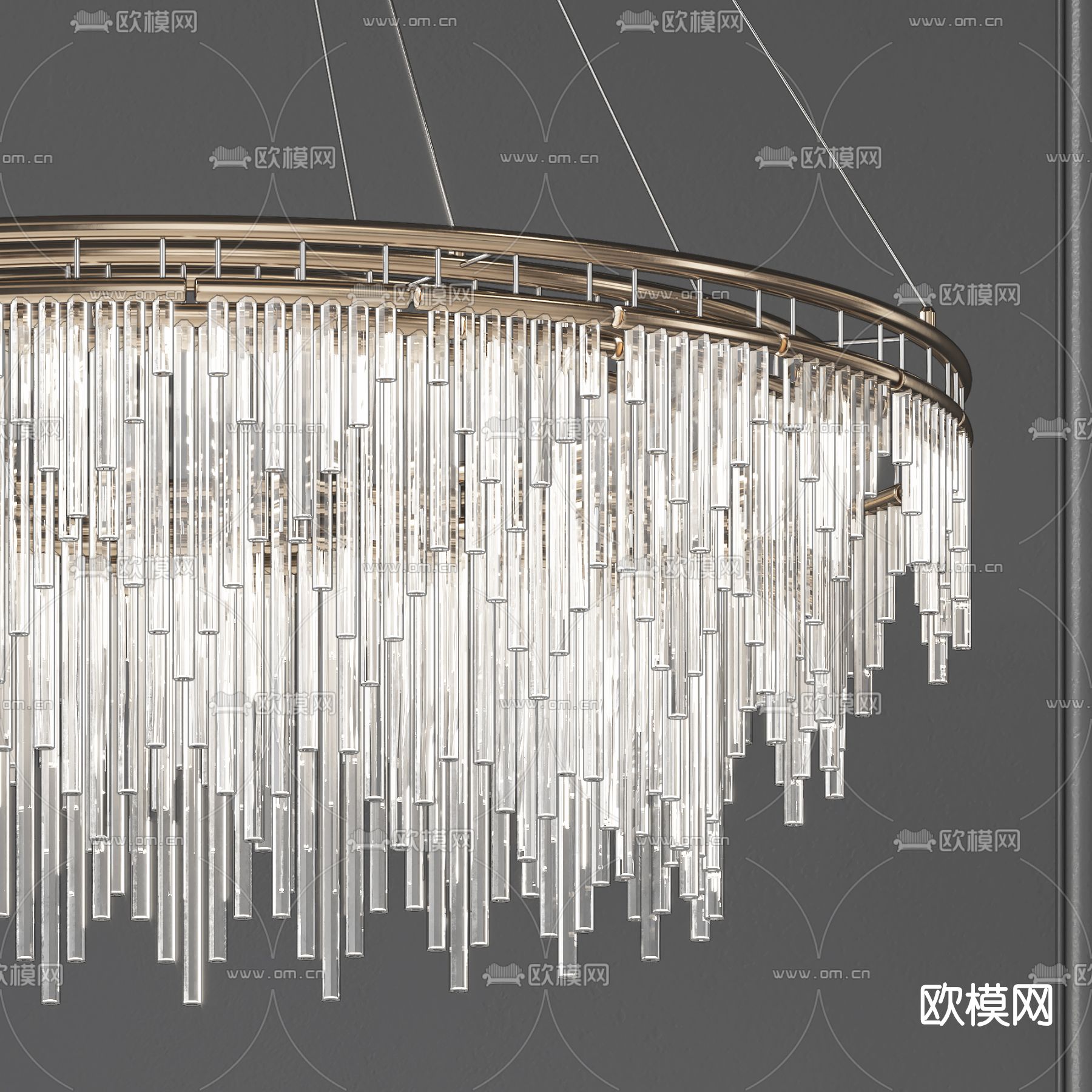 现代轻奢水晶吊灯su模型下载（渲染图3）