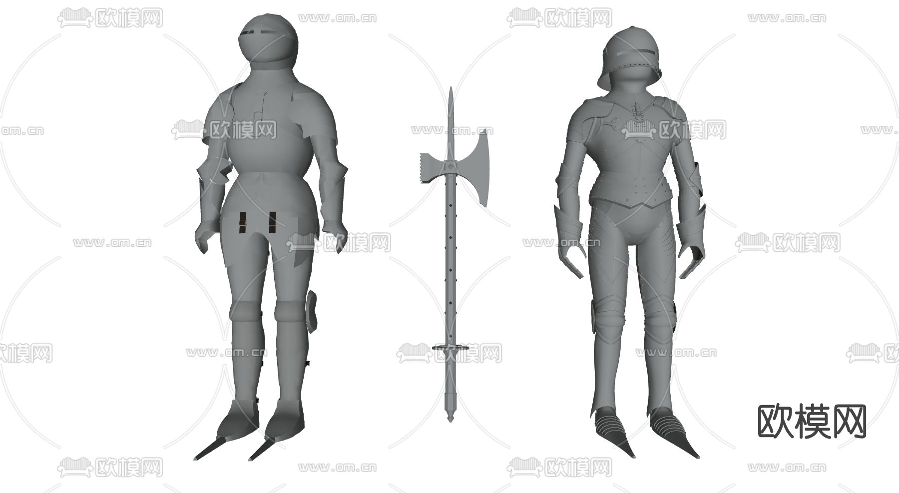 欧式盔甲战士su模型下载（渲染图2）