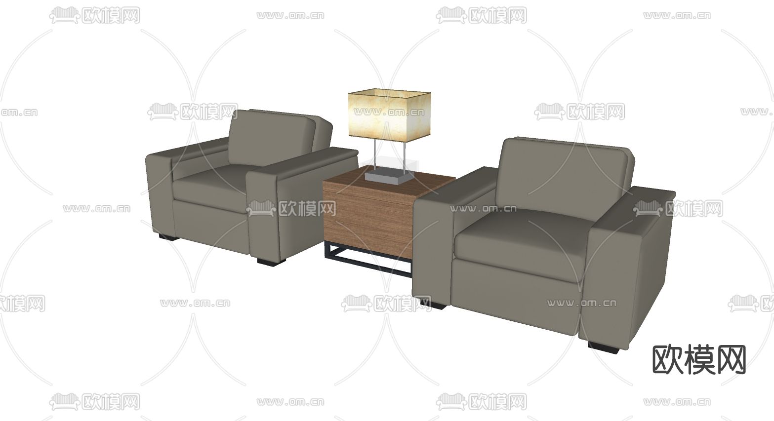 现代布艺办公沙发su模型下载（渲染图2）