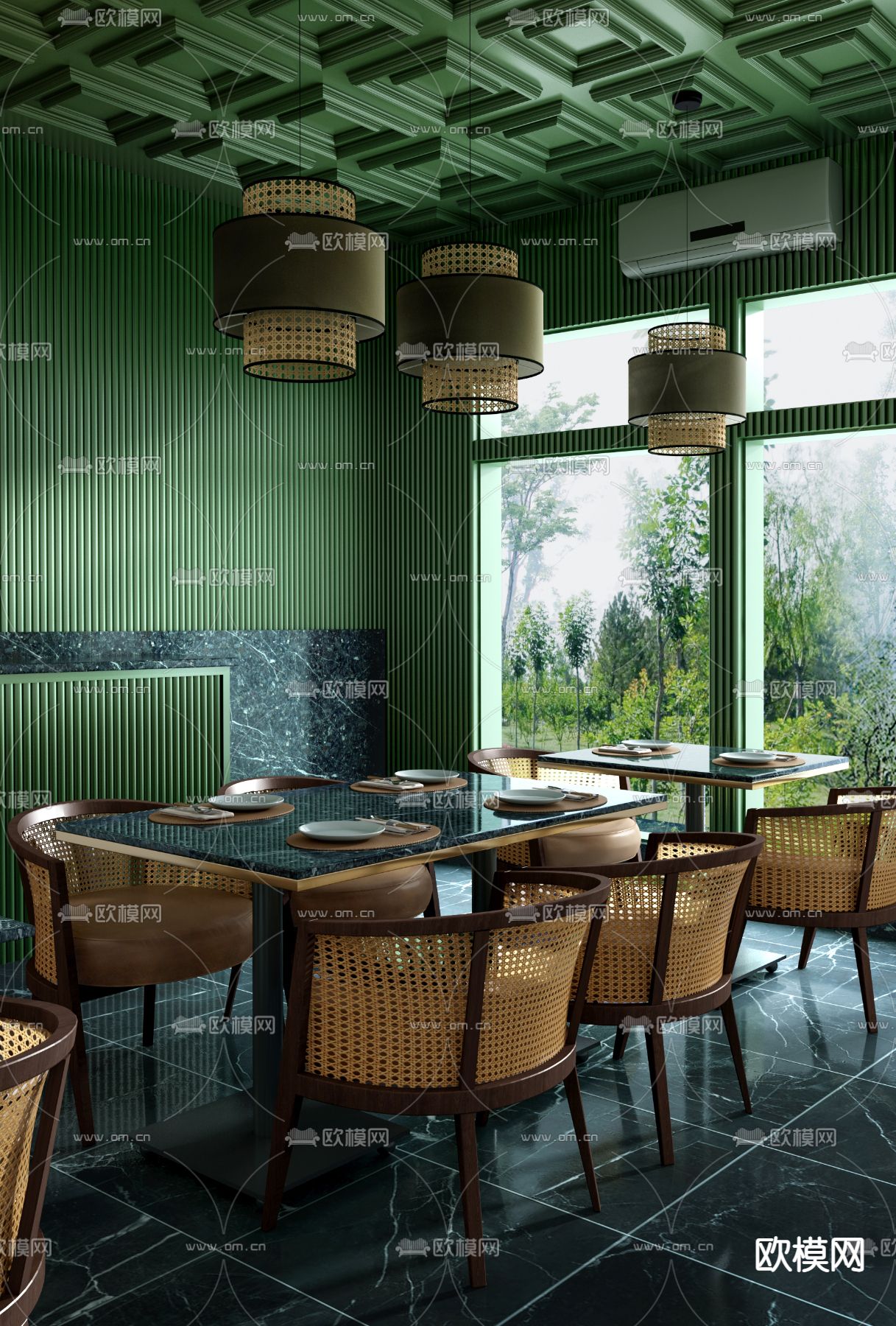 RENESA  Design 东南亚咖啡馆3d模型下载