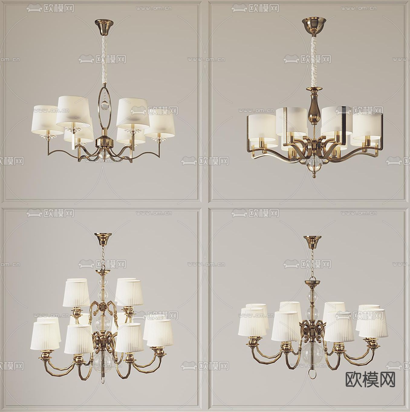 美式多头吊灯3d模型下载