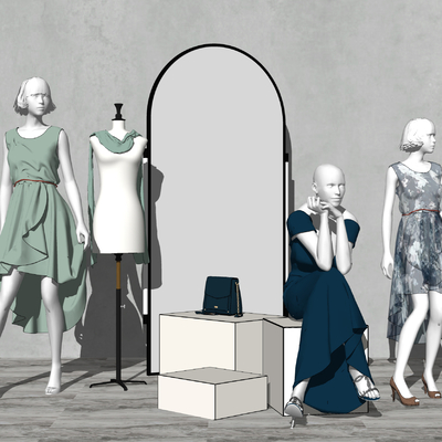  现代服装模特su模型 