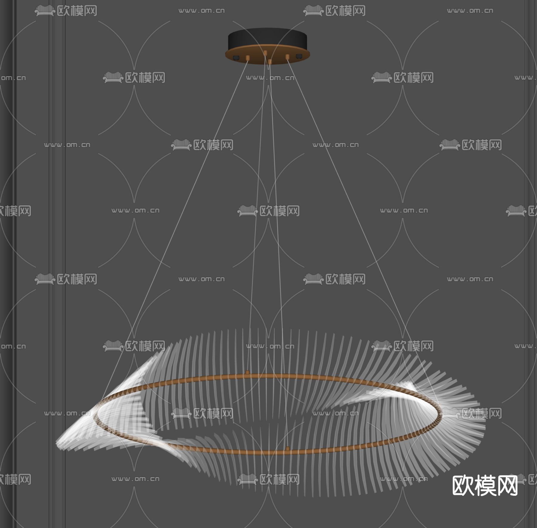 现代轻奢环形吊灯su模型下载（渲染图2）