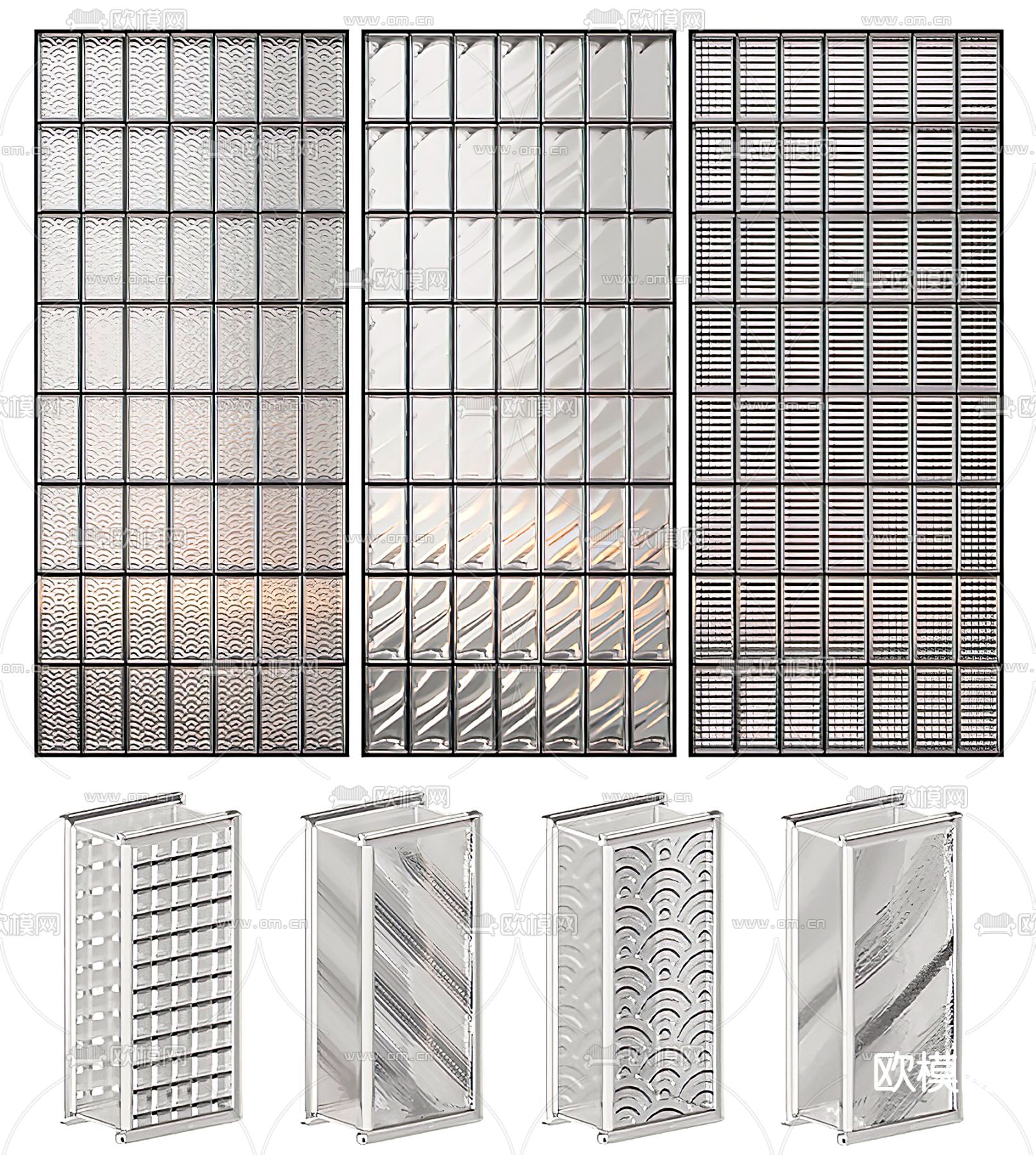 现代玻璃屏风隔断3d模型下载（渲染图1）