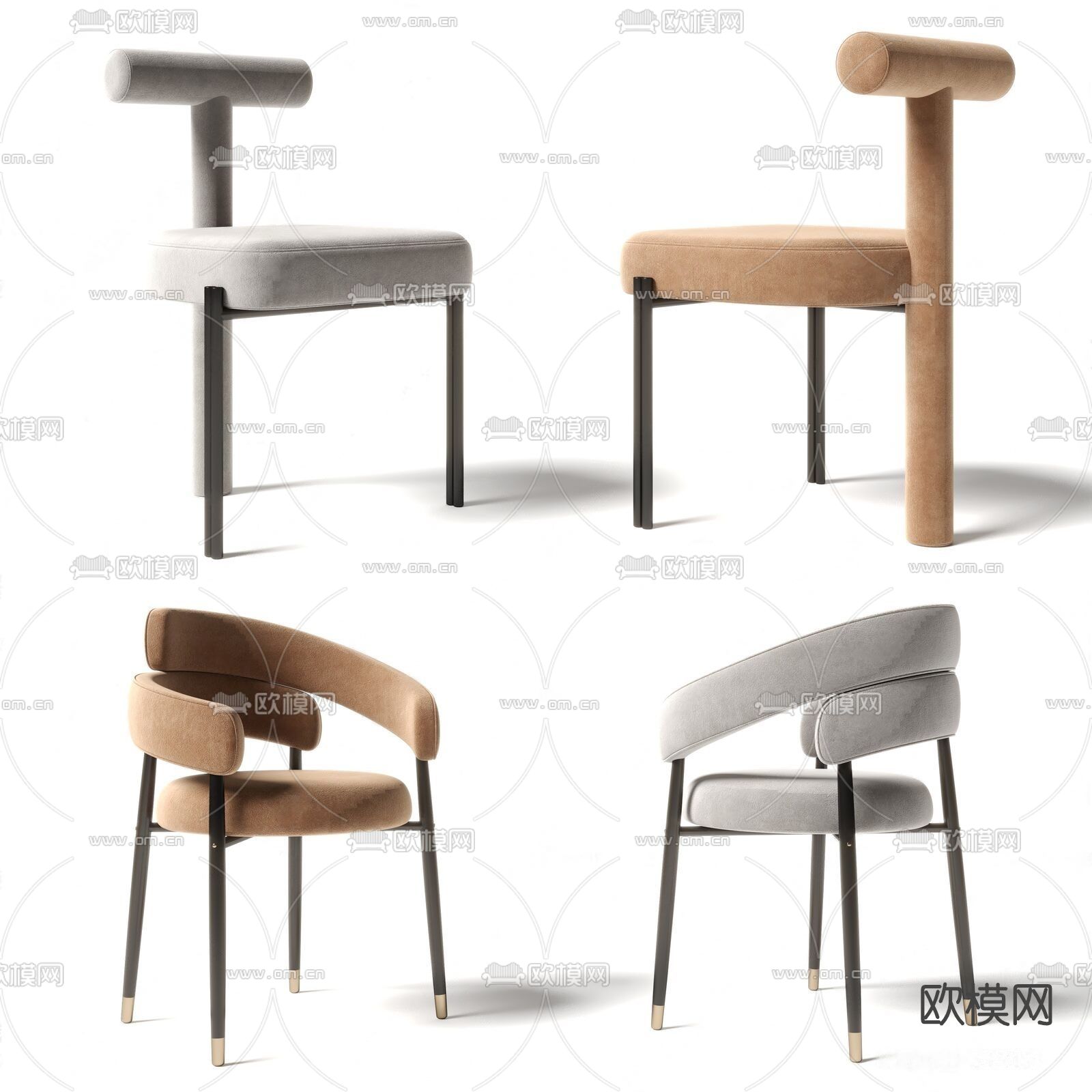 现代布艺餐椅单椅3d模型下载