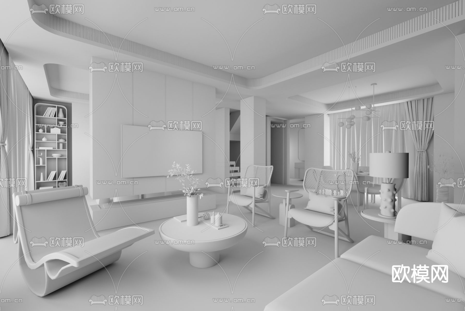HWCD设计 沈阳汇置山湖别墅客餐厅3d模型