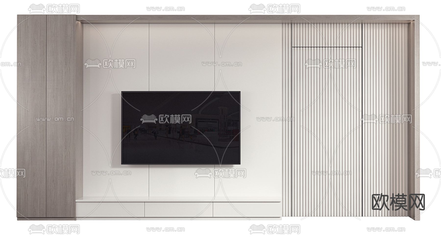 现代电视背景墙3d模型