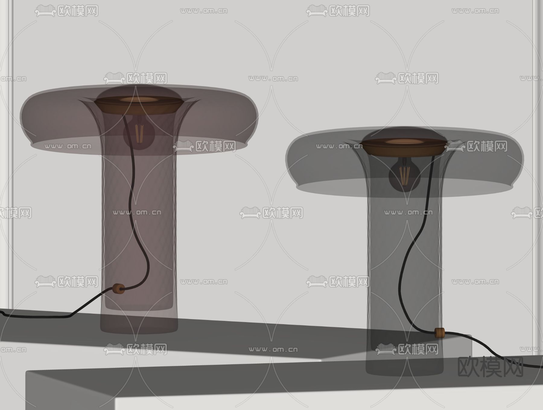 现代轻奢玻璃台灯su模型下载（渲染图2）
