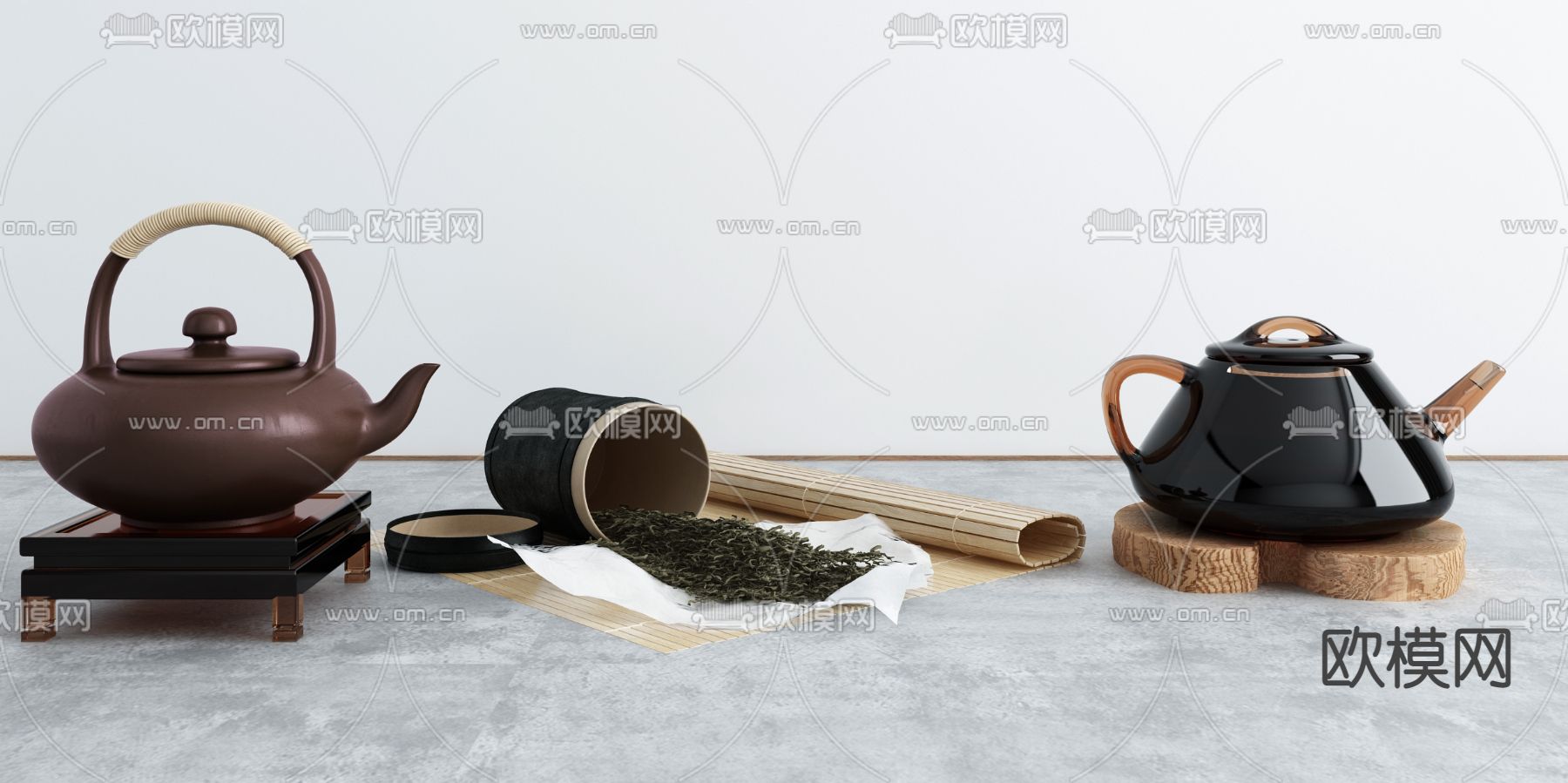 新中式茶壶茶具3d模型下载