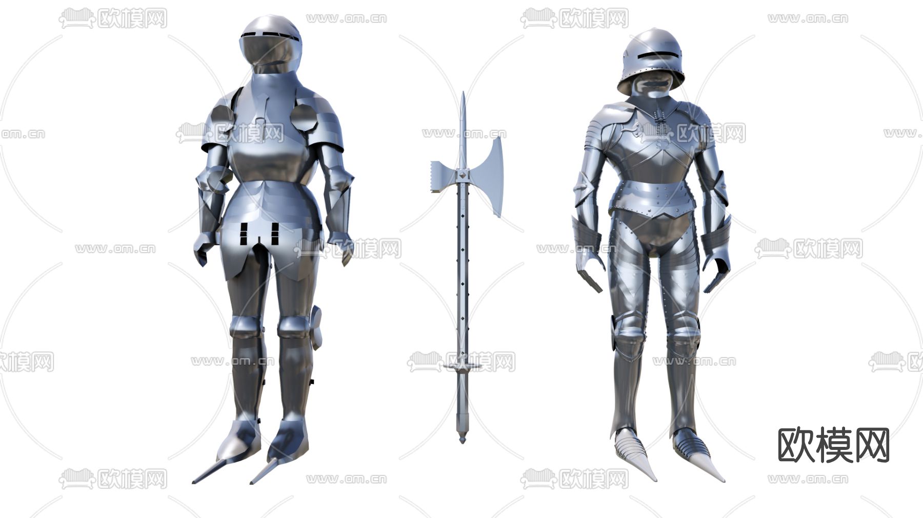 欧式盔甲战士su模型下载（渲染图1）