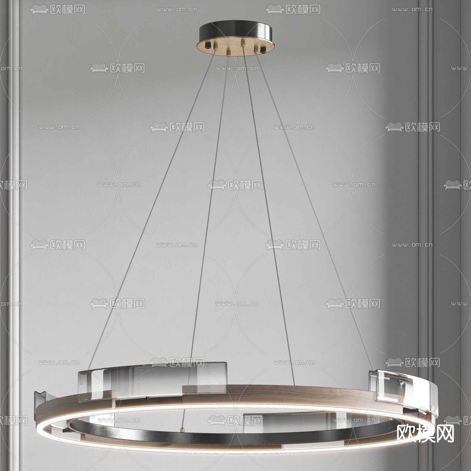 现代环形吊灯su模型下载（渲染图1）