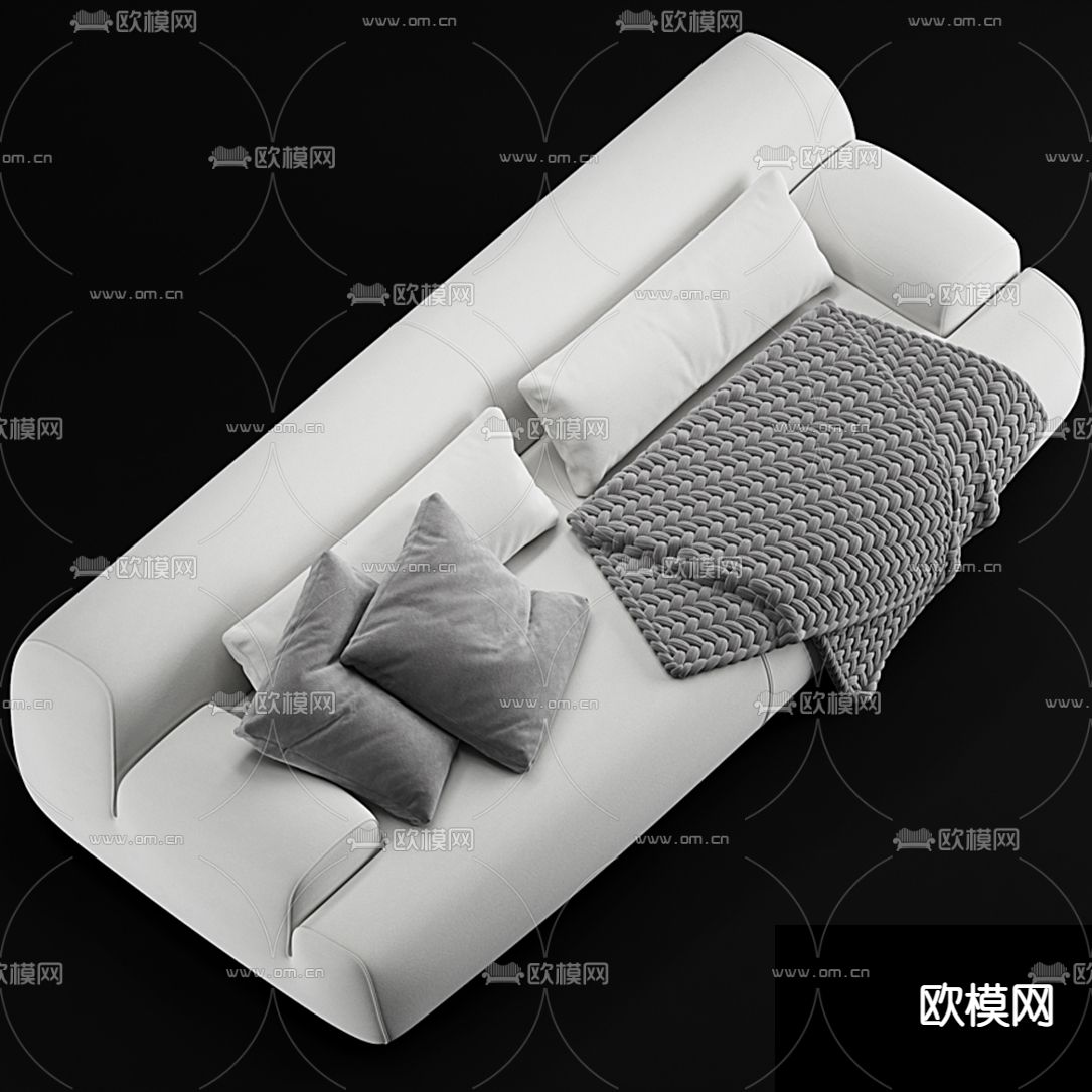 Meridiani 现代布艺双人沙发3d模型下载（渲染图2）