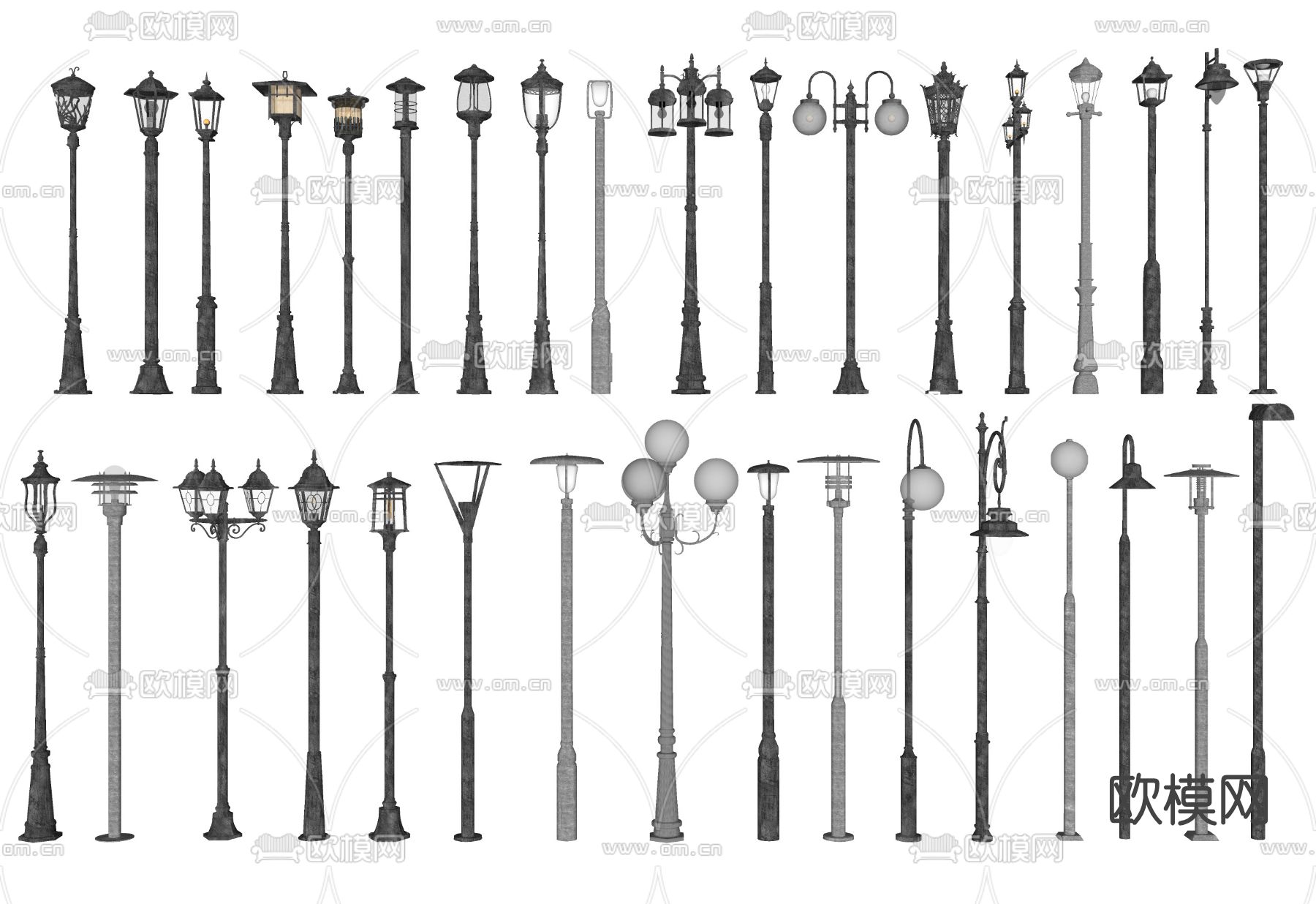 现代路灯景观灯su模型下载（渲染图2）