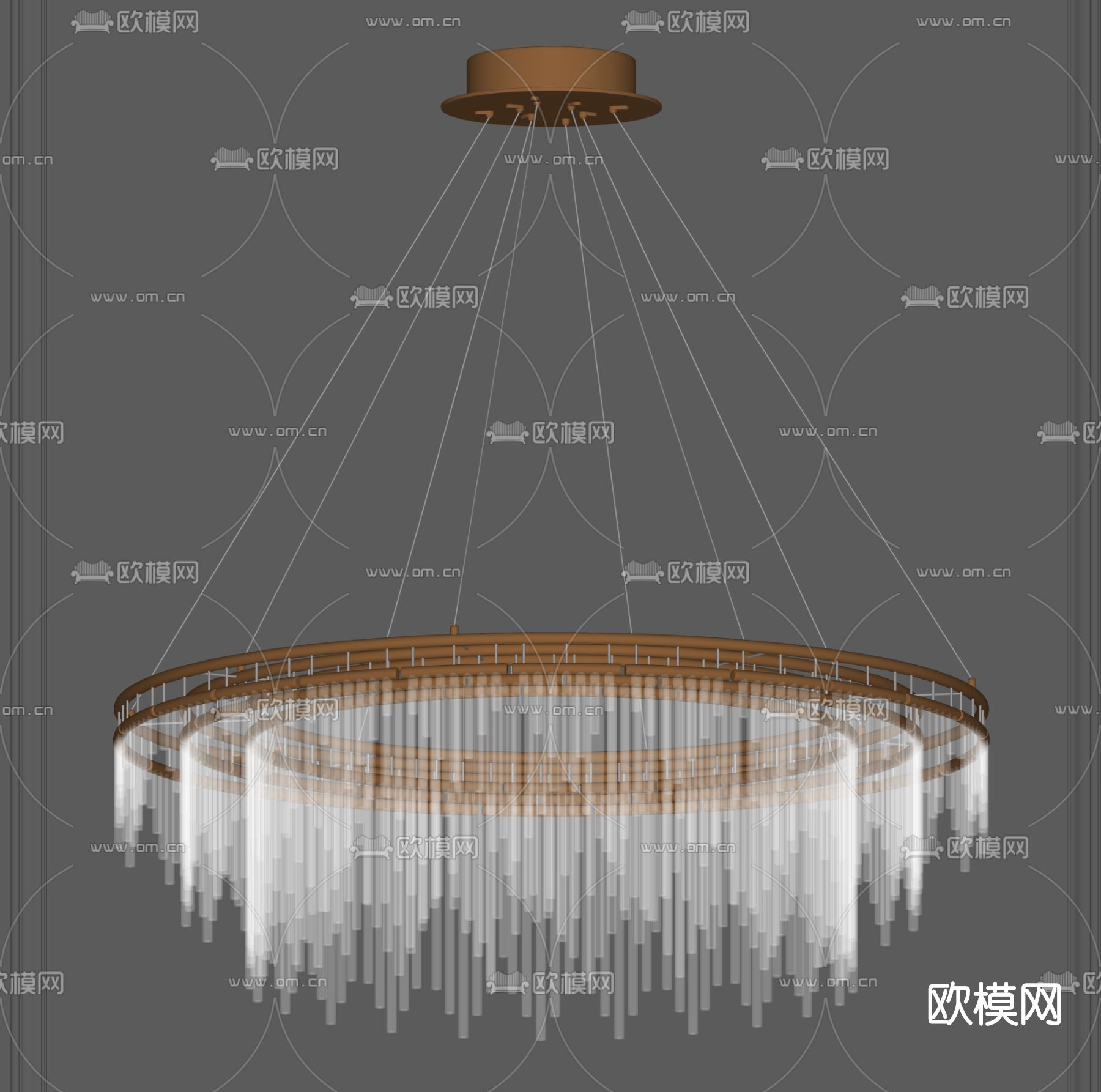 现代轻奢水晶吊灯su模型下载（渲染图2）