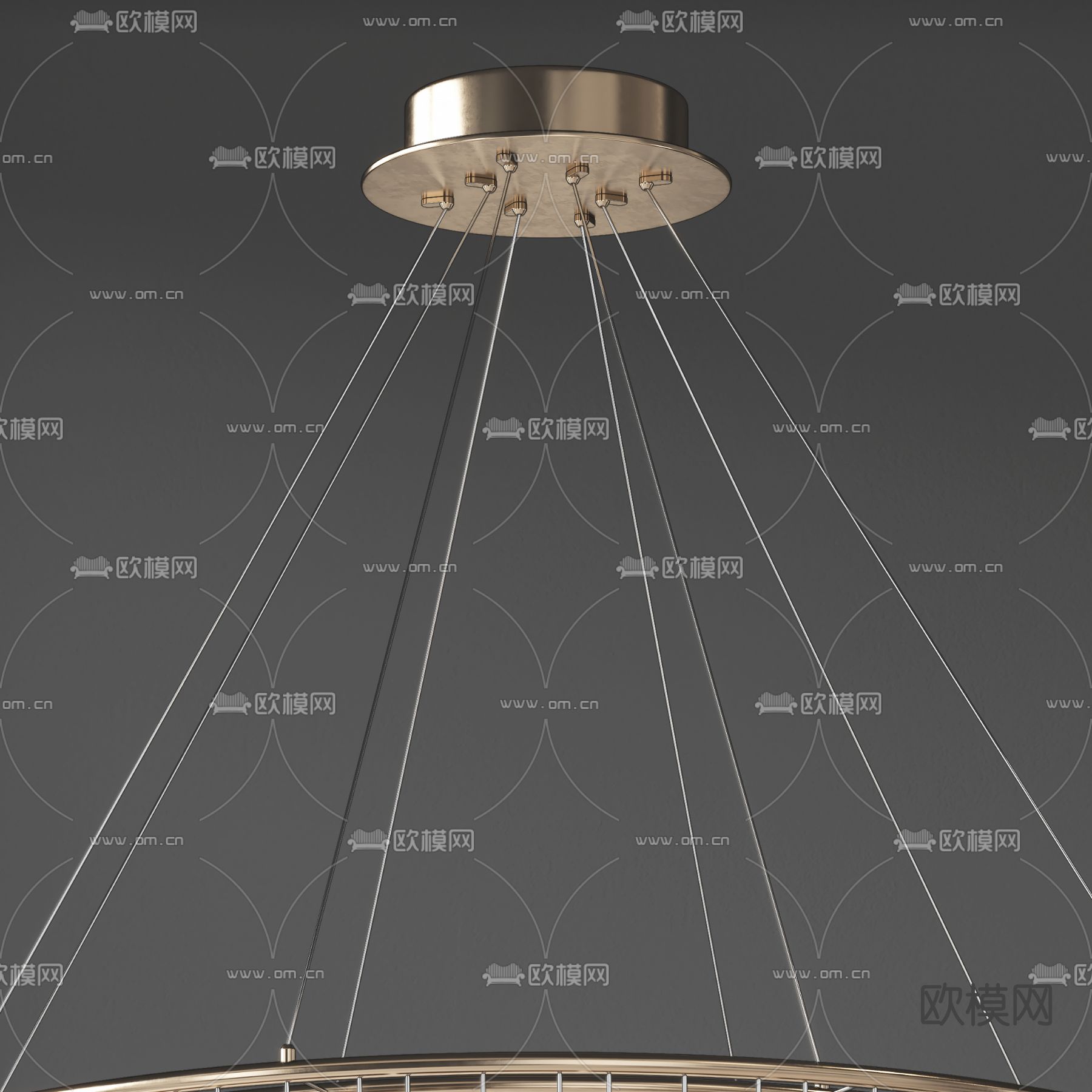 现代轻奢水晶吊灯su模型下载（渲染图4）
