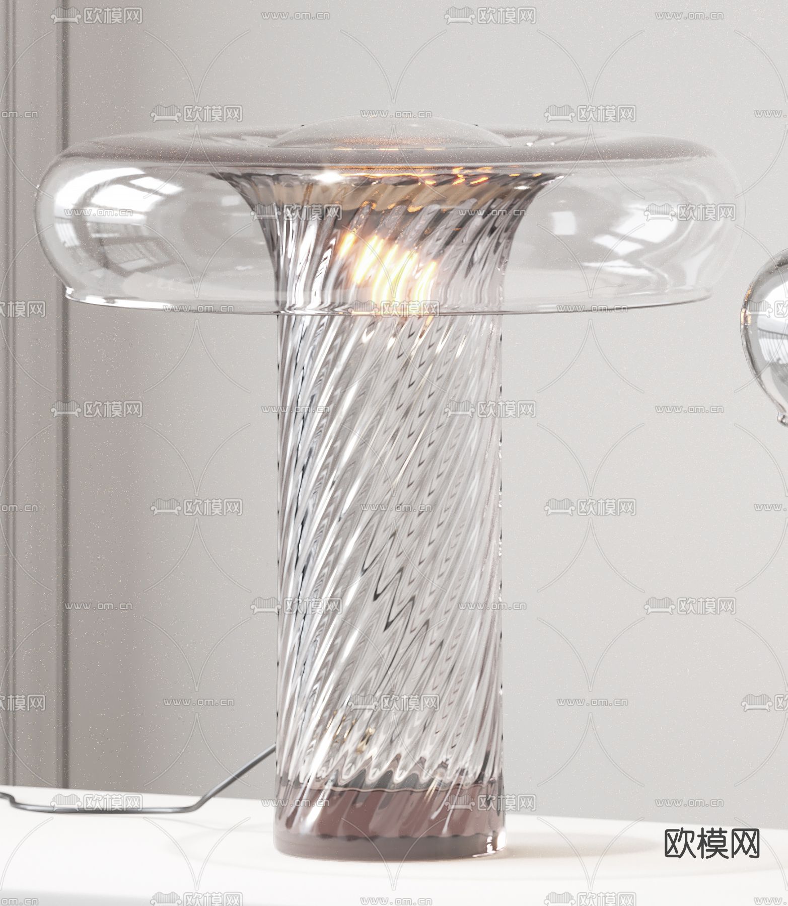 现代轻奢玻璃台灯su模型下载（渲染图3）