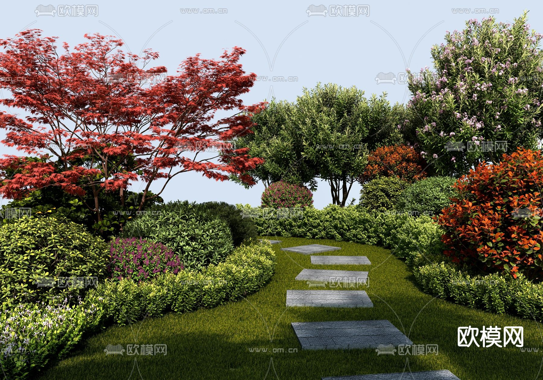 现代绿植灌木草地3d模型下载