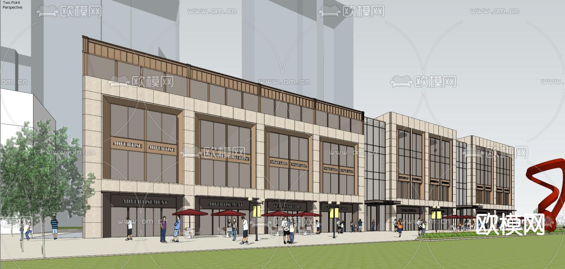 现代社区商业su模型下载（渲染图3）