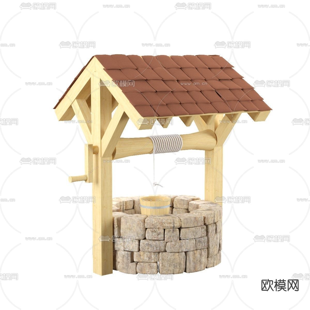 北欧水井建筑构件免费3d模型下载