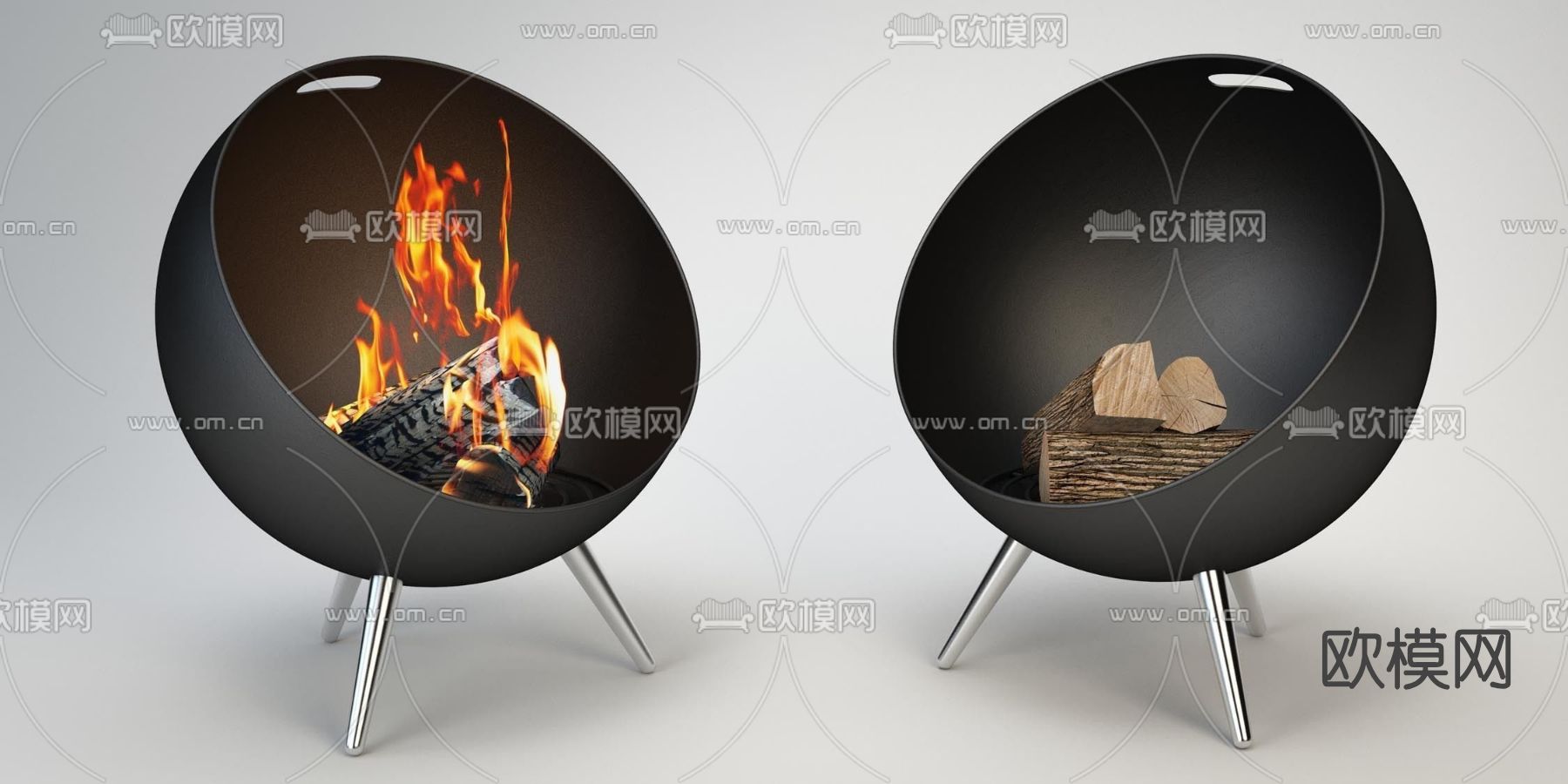 现代篝火架免费3d模型下载