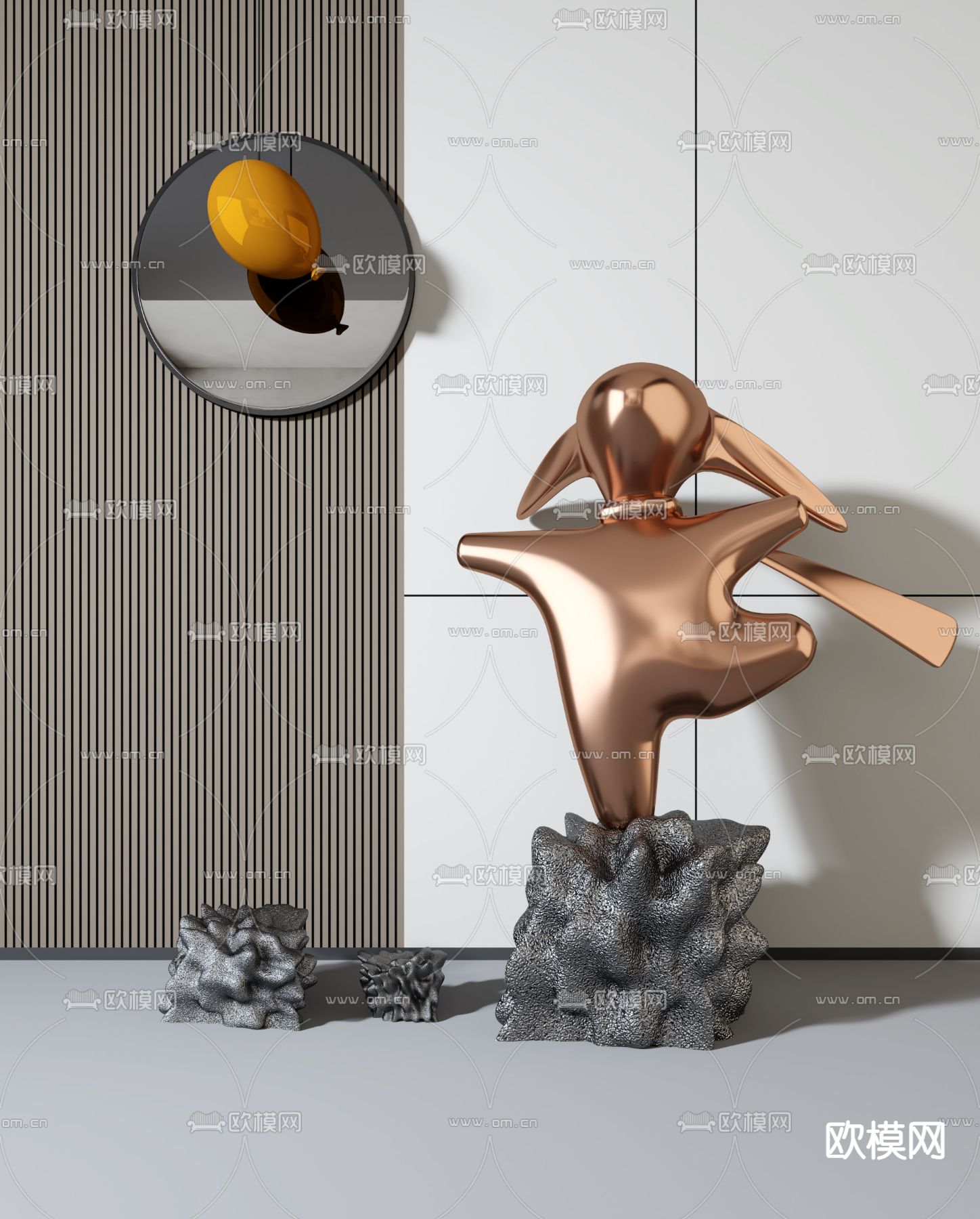 现代抽象动物雕塑3d模型下载