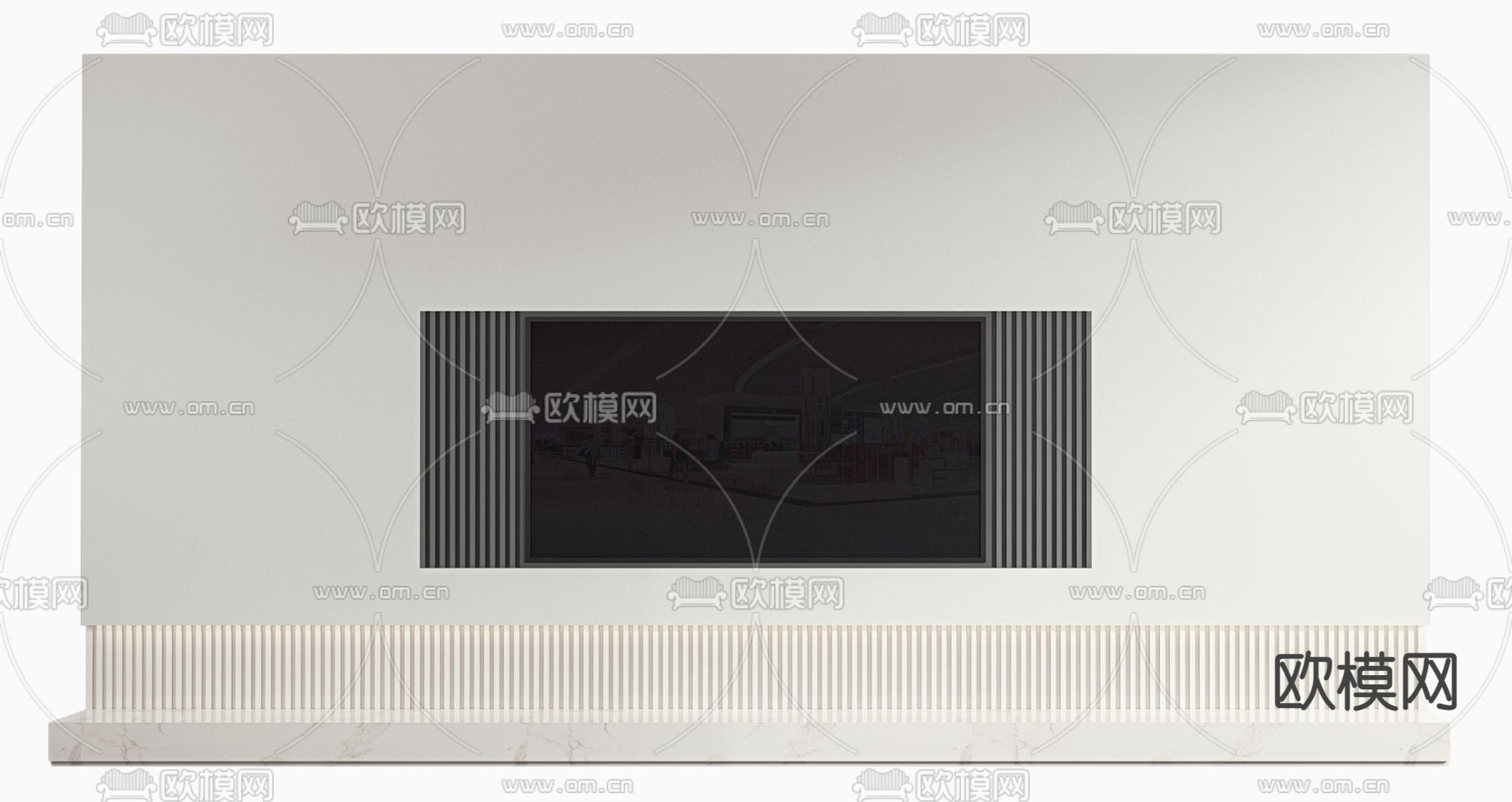 现代电视背景墙3d模型