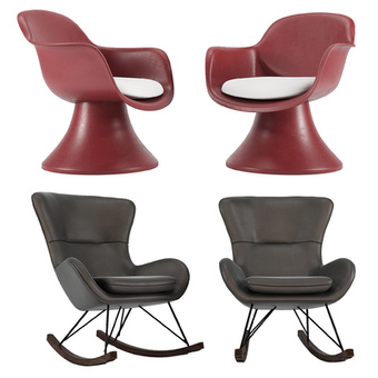 现代皮革休闲椅摇椅3d模型