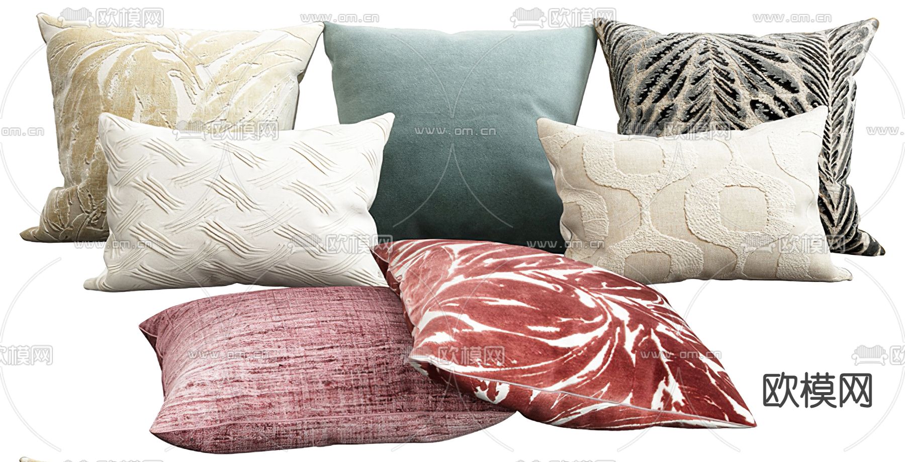 现代布艺抱枕3d模型下载
