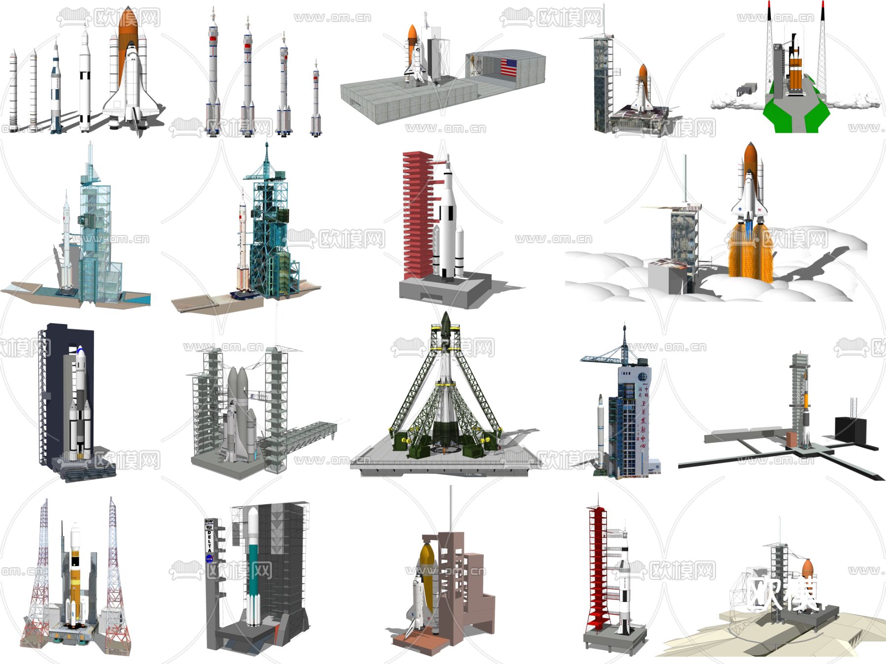 现代火箭航天飞机su模型下载（渲染图1）