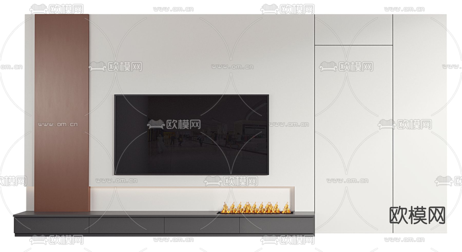 现代电视背景墙3d模型