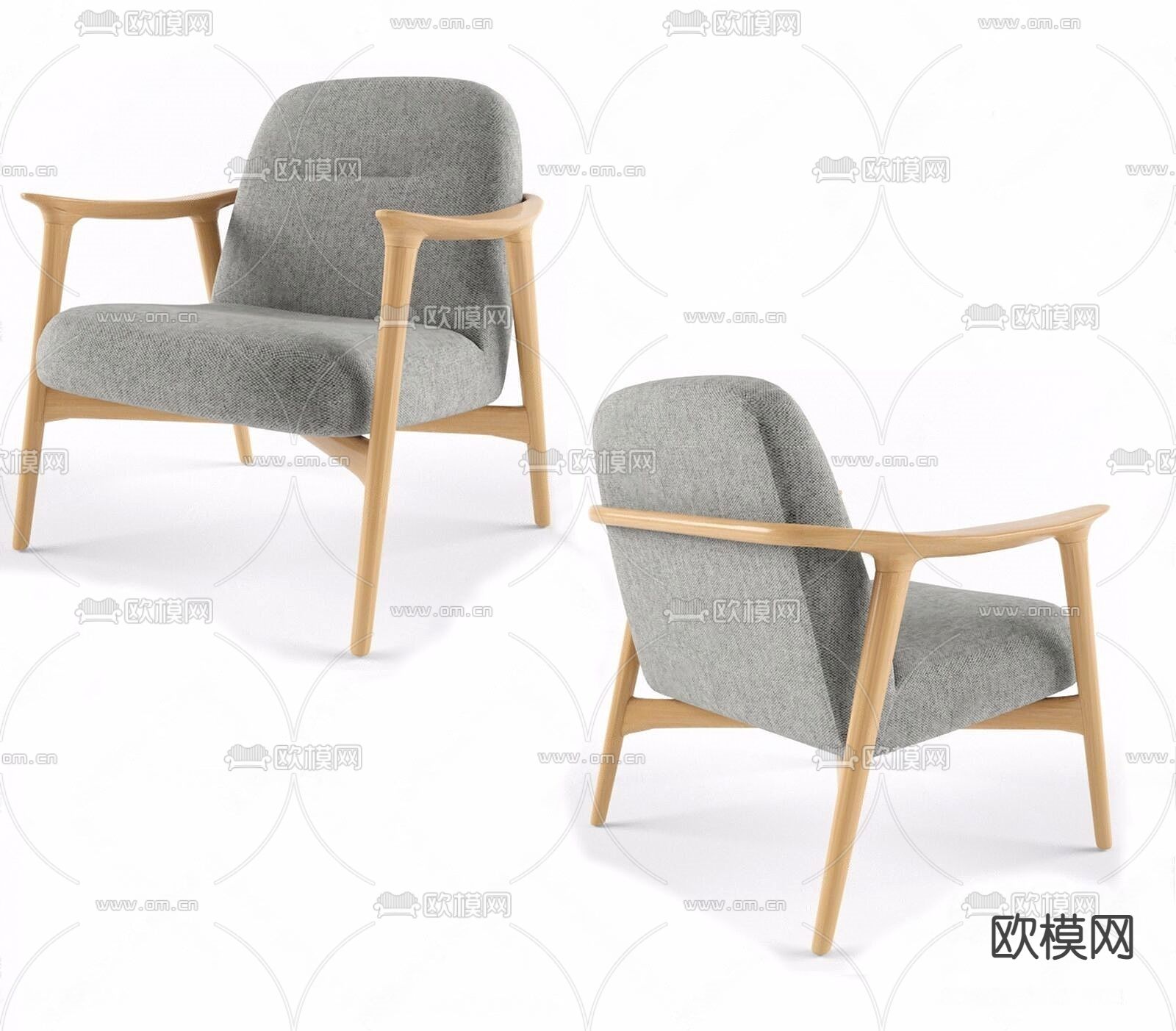 北欧绒布休闲椅3d模型