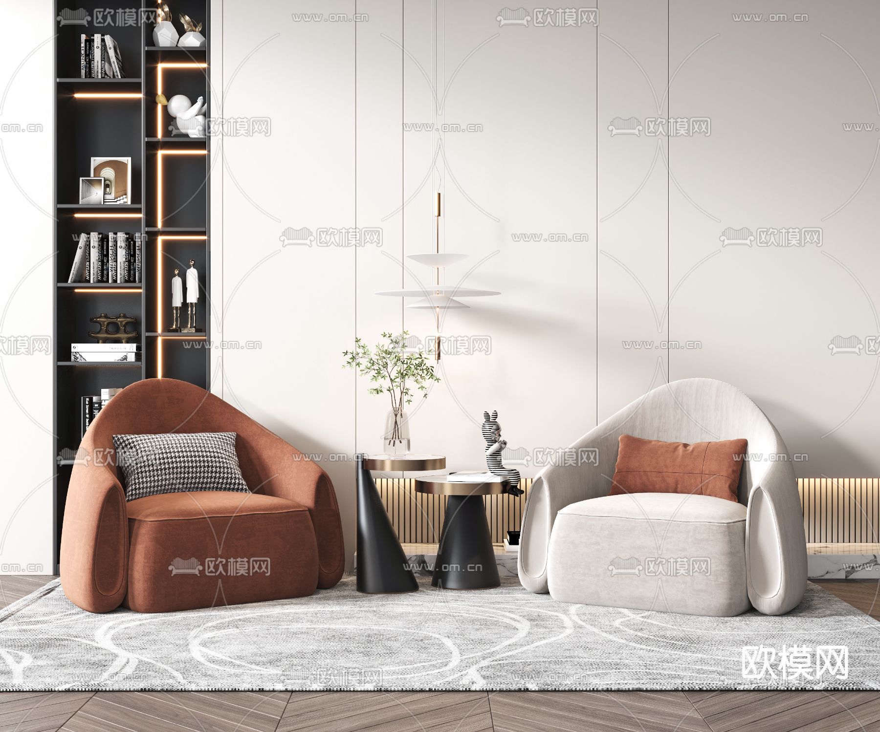 现代布艺单人沙发3d模型下载