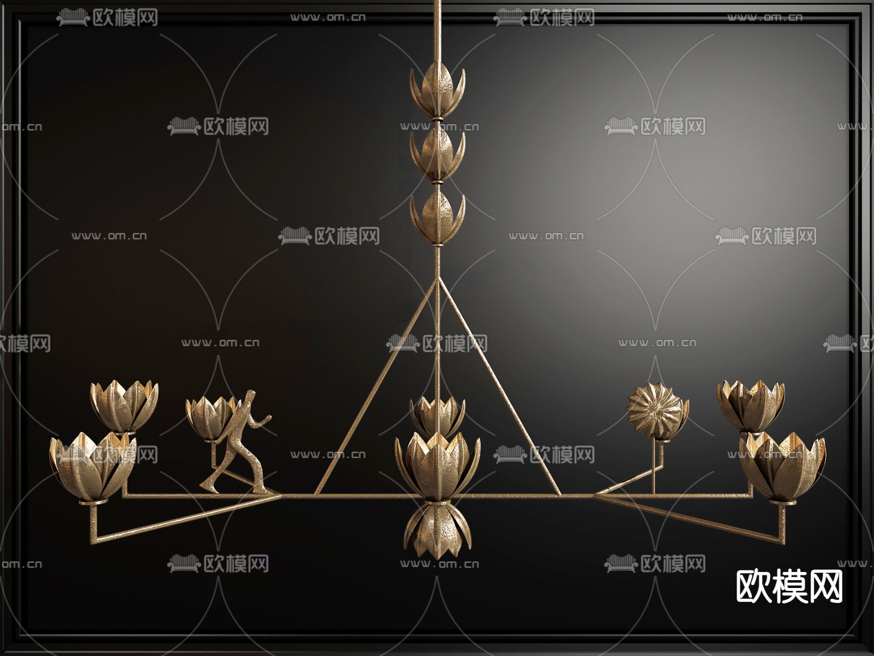 现代玻璃花卉装饰吊灯3d模型下载（渲染图2）