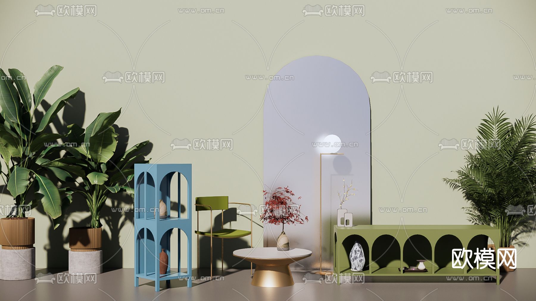 北欧电视柜su模型下载（渲染图1）