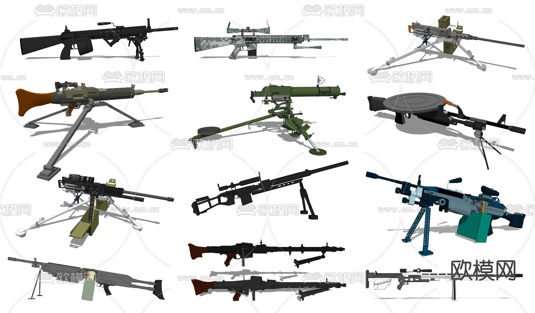 现代机枪枪械su模型下载