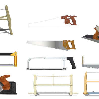  现代刨刀手锯木工设备su模型 