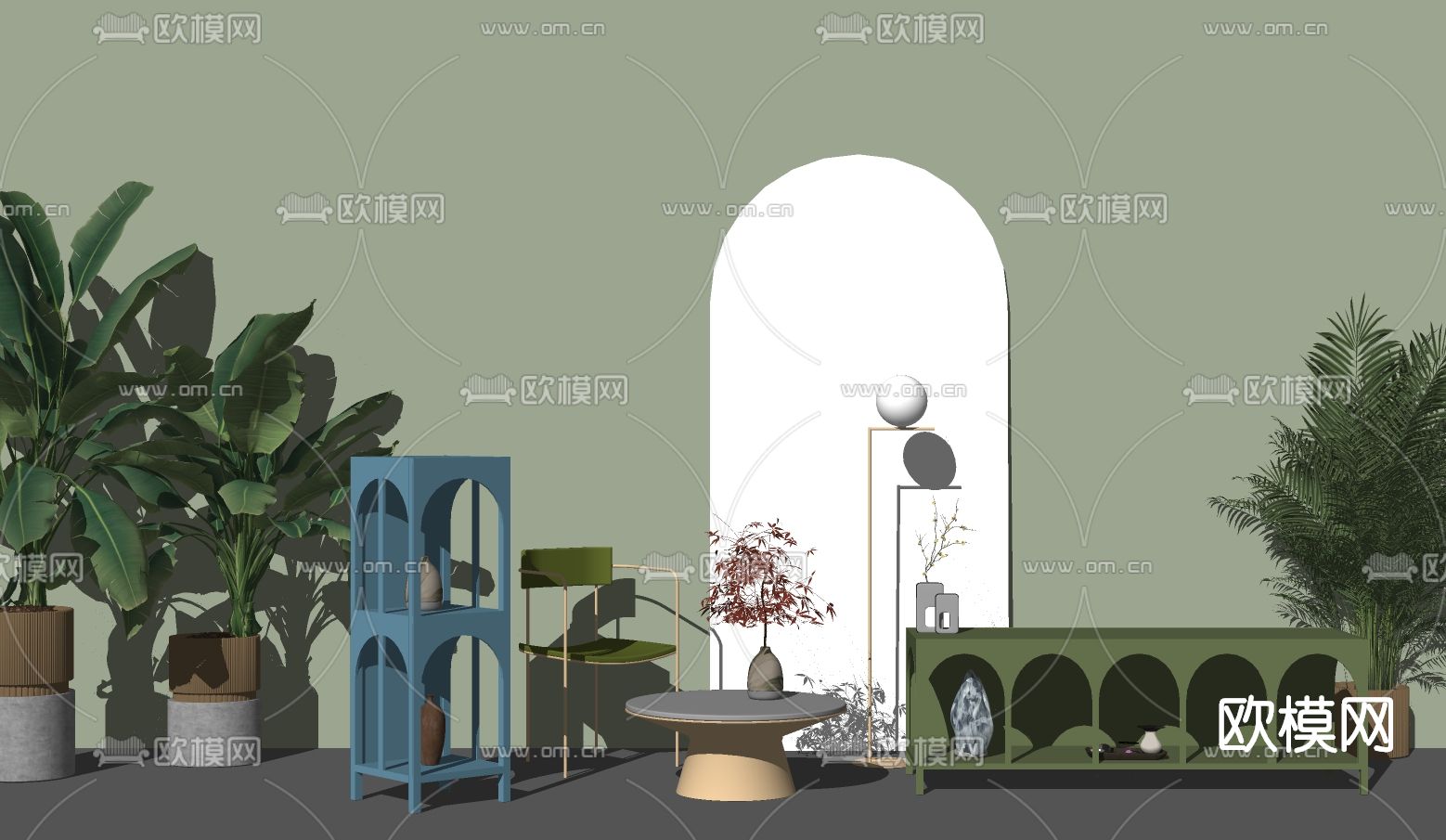 北欧电视柜su模型下载（渲染图2）