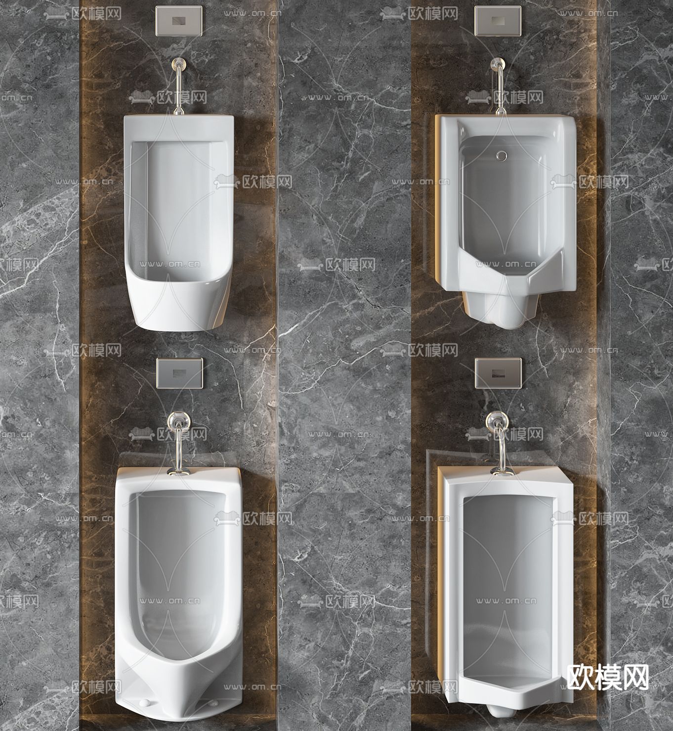 现代小便斗小便池3d模型下载（渲染图2）