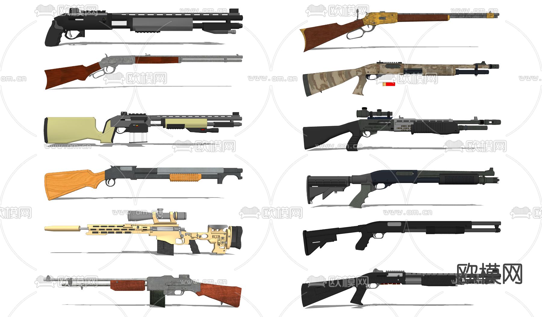 现代散弹枪枪械su模型下载