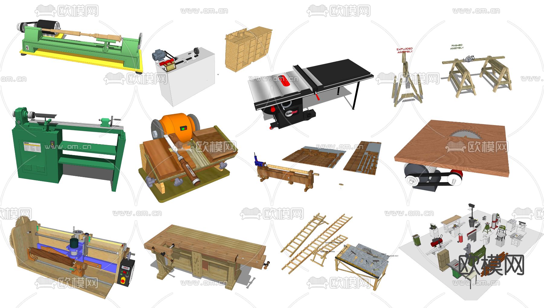 现代龙门刨床木工设备su模型下载