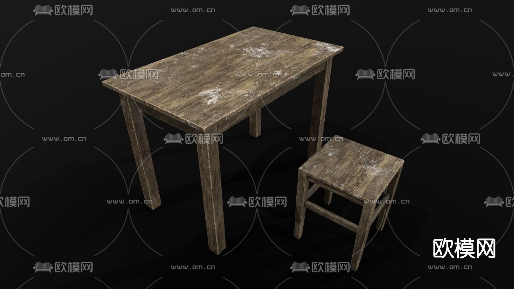 自然风木质餐桌椅免费3d模型