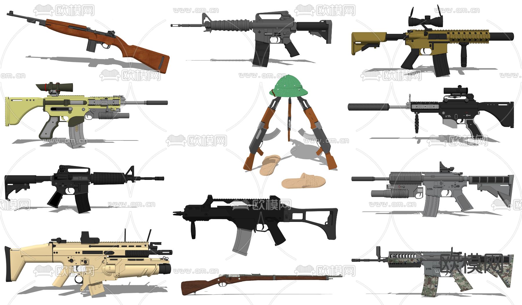 现代步枪枪械su模型下载