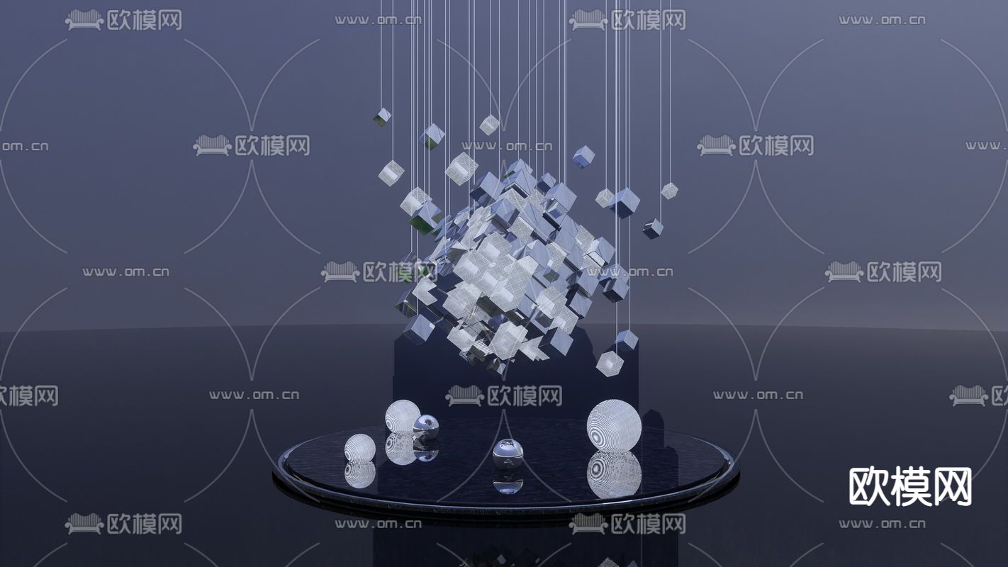 现代景观雕塑su模型下载（渲染图3）