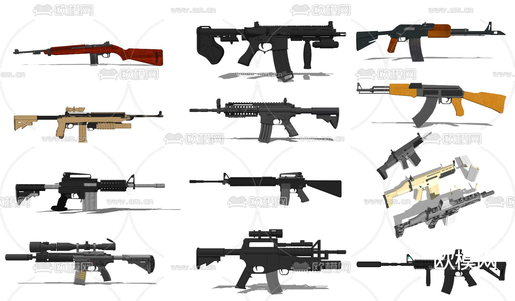 现代步枪枪械su模型下载