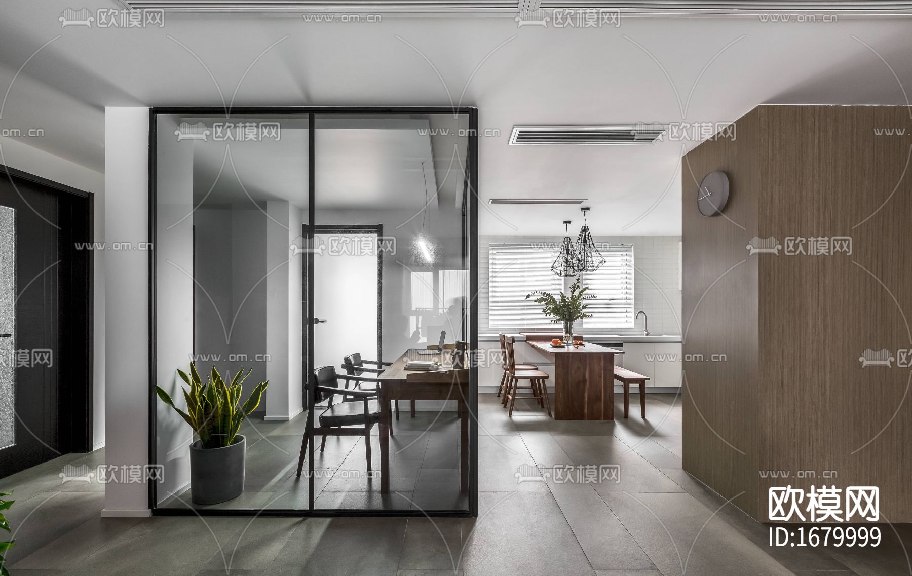 现代简约住宅施工图下载（渲染图6）