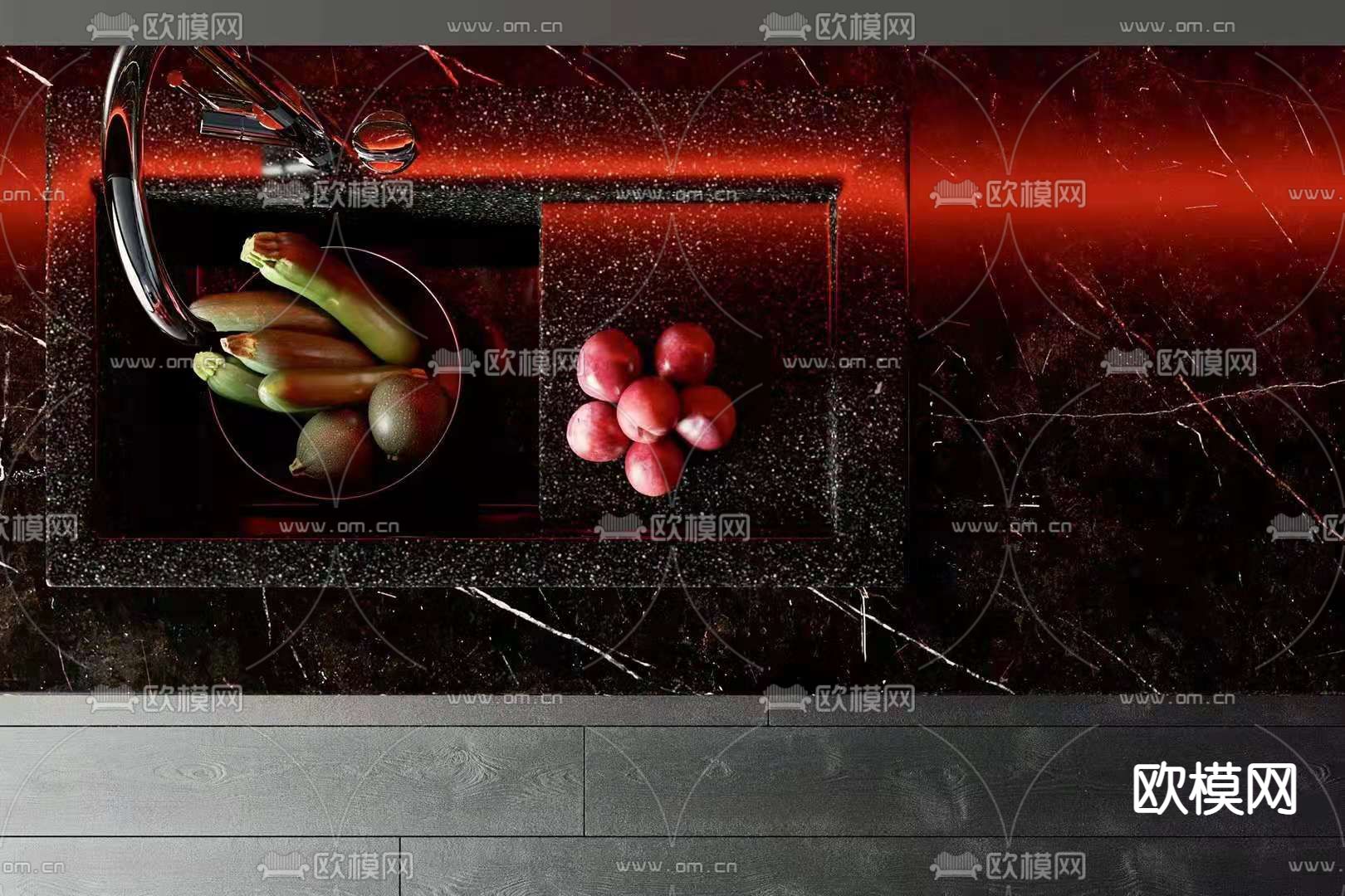 现代高级灰餐厅3d模型下载（渲染图4）